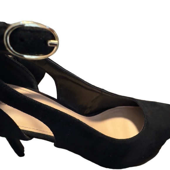 ZBY WM Black Pointed Toe Ankle Strap Bow Detail High Heel Stiletto Heels SZ 10 - Picture 6 of 7